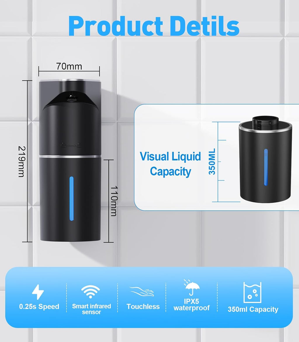 Automatic Soap Dispenser,Touchless Hand Wall Mount Rechargeable 3 Gear Adjustable Electric Soap