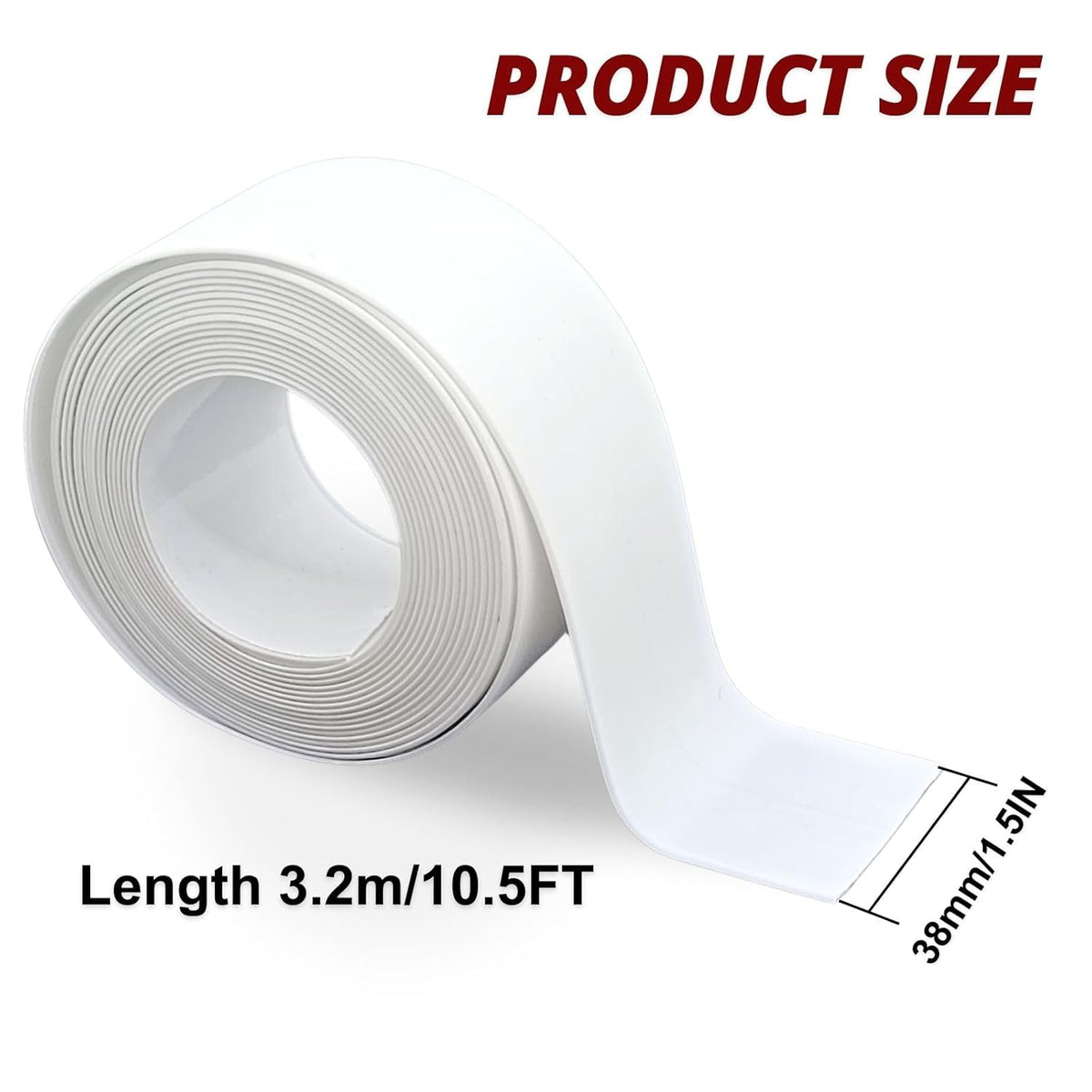 1.5" White Caulk Tape with Self Adhesive, Caulk Strip Waterproof for Bathroom,Toilet