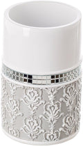 Creative Scents Mirror Damask Bathroom Cup - Electric Toothbrush and Toothpaste Holder for