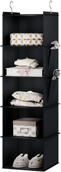 YOUDENOVA Hanging Closet Organizer, 5-Shelf Closet Hanging Storage Shelves, Black