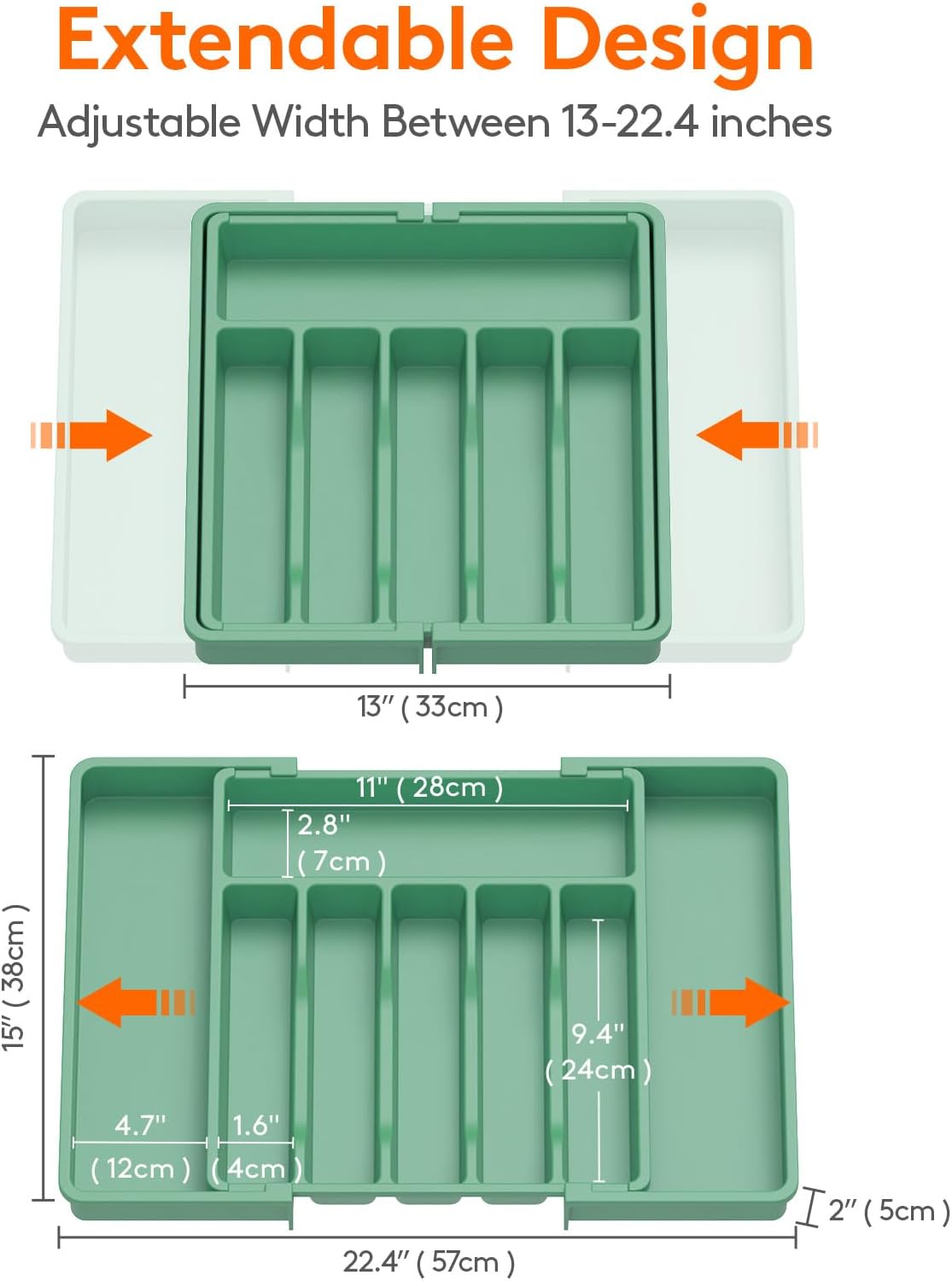 Lifewit Silverware Drawer Organizer, Expandable Utensil Tray for Kitchen, BPA Free Flatware and