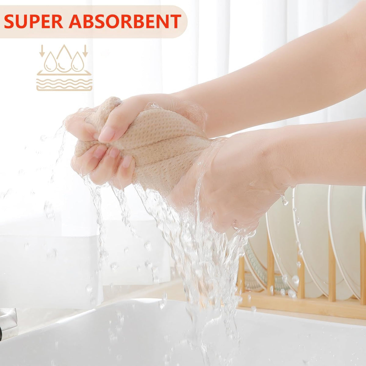 Homaxy 100% Cotton Waffle Weave Kitchen Dish Cloths, Ultra Soft Absorbent Quick Drying Dish Towels