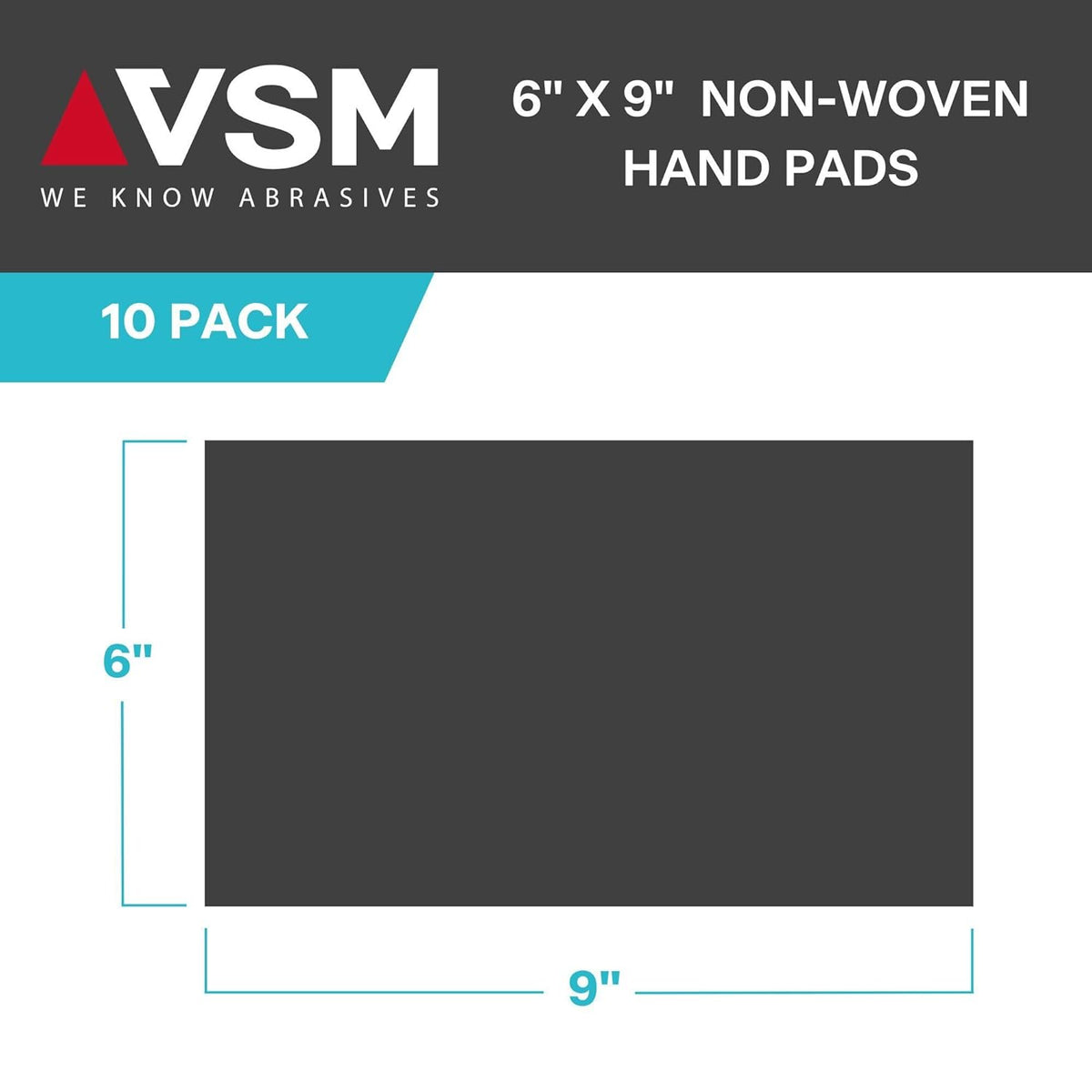 VSM 10-Pack: 6" x 9", Green - Fine, Non-Woven Hand Pad, Aluminum Oxide Grains, Rust and Oxidation