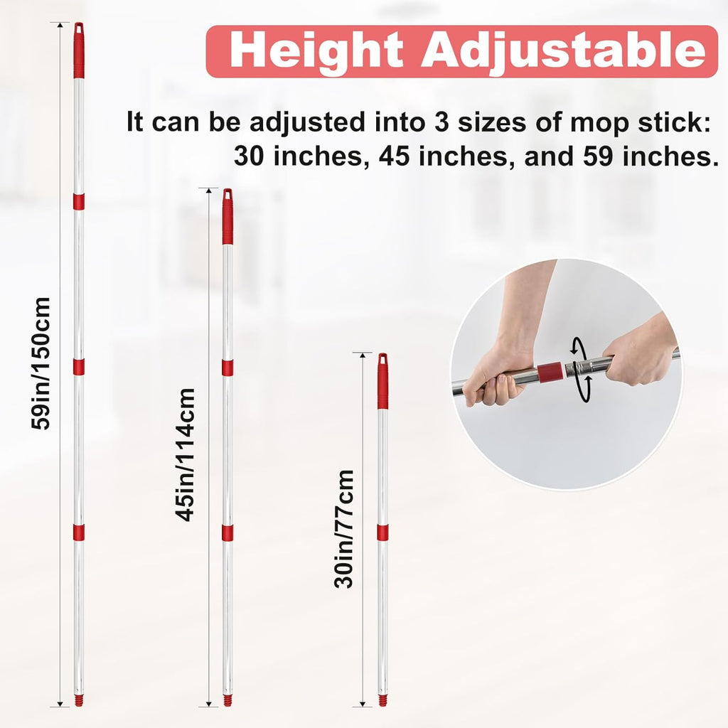 Mop Handle for O Cedar,2 Spin Mop Base for Ocedar, Mop Stick Pole Handle Adjustable 30-58" and