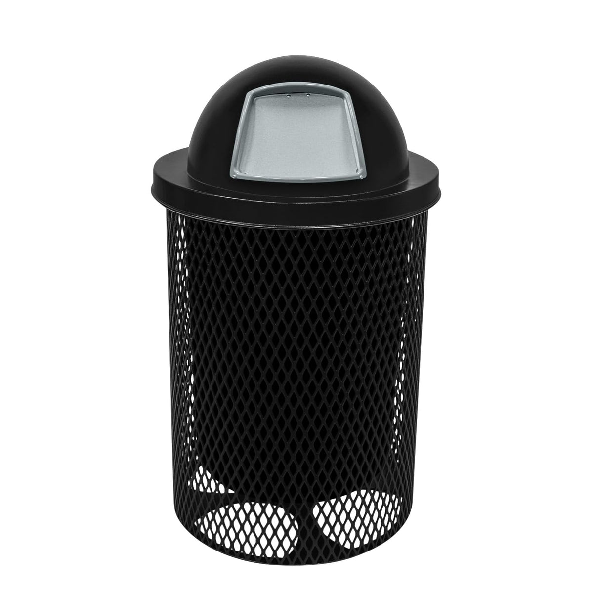 COATEDOUTDOORFURNITURE RDT-TXTBLK Heavy Duty 32 Gallon Round Trash Receptacle, Liner Included