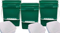 House Naturals 4 Gallon Square Food Grade Bucket Pail with Plastic Handles and Lid (Pack of 3) Made