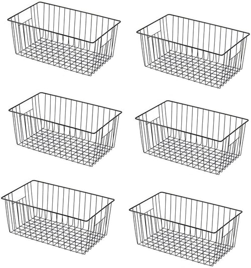 16" L x 12" W Wider Freezer Storage Organizer Baskets Container, Deep Metal Wire Chest Upright
