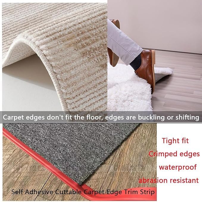 Self Adhesive Carpet Transition Strip with Edge Trim, Designed for Seamless Transitions from Carpet