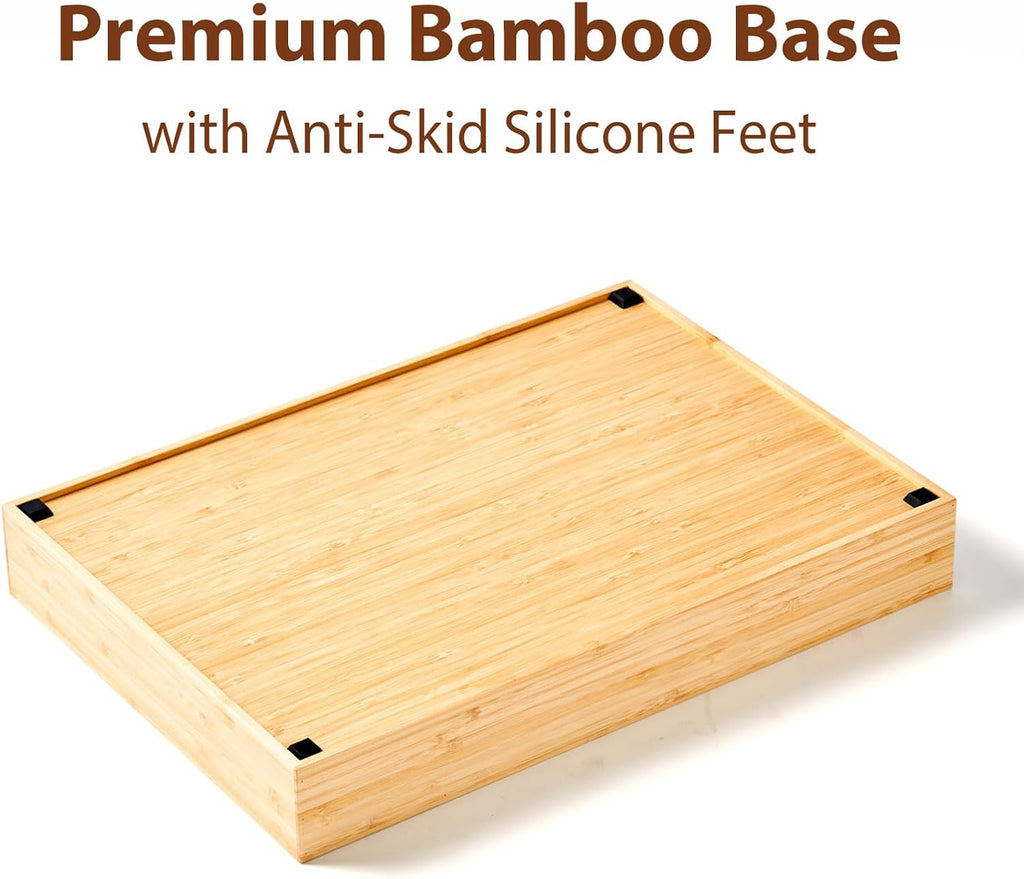 Umilife Extra Large Bamboo Desk Drawer Organizer, Wood Junk Organizer Tray with Adjustable