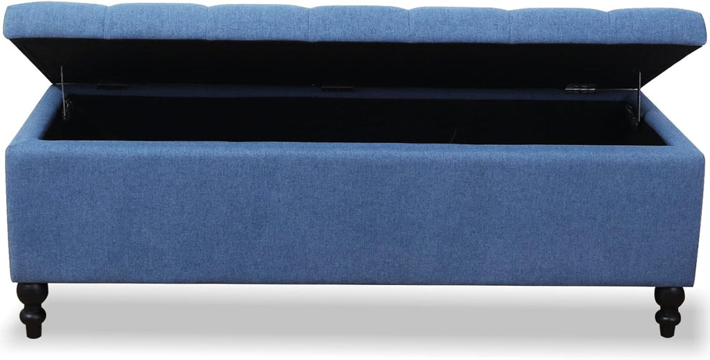 Storage Ottoman 50.2 Inches Upholstered Fabric Storage Ottoman Bench，Button Tufted Ottoman with