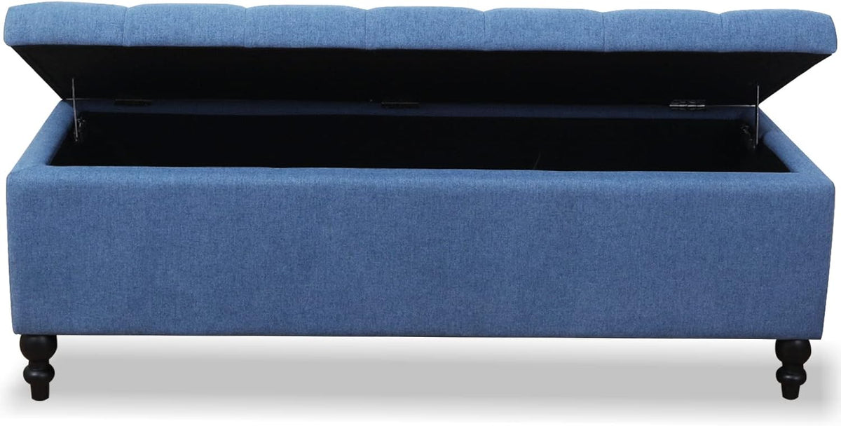 Storage Ottoman 50.2 Inches Upholstered Fabric Storage Ottoman Bench，Button Tufted Ottoman with