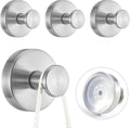 4 PCS Suction Cup Hooks for Shower, Stainless Steel No Drill Suction Towel Hooks, Reusable Sticky
