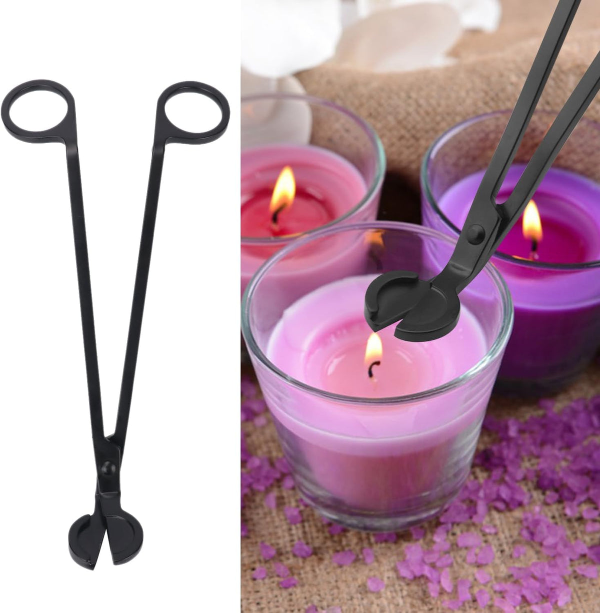 4 in 1 Candle Accessory Set with Storage Tray Plate, Premium Candle Wick Trimmer, Candle Snuffer