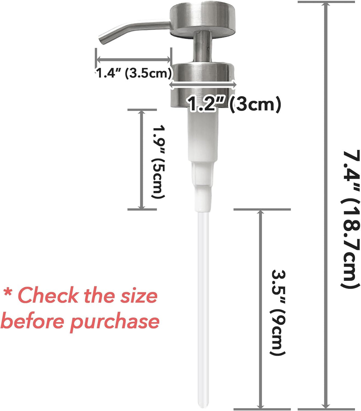Stainless Steel Soap Dispenser Pump Head Replacement 2 Pack, 28/400 Threads Standard Size, for