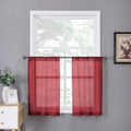 Tollpiz Short Sheer Tier Curtains Linen Textured Half Kitchen Curtain Sheers Light Filtering Rod
