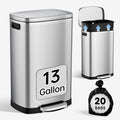 ELPHECO Kitchen Trash Can with Lid 13 Gal Stainless Steel Pedal Garbage Can