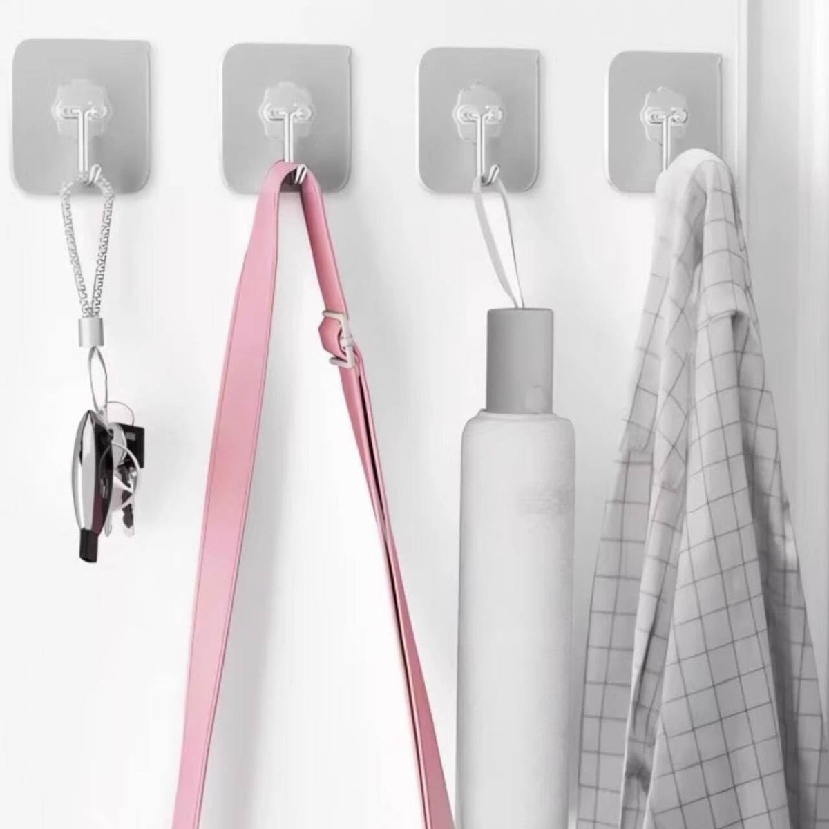 DDMY Hooks for Hanging, 50 Pack Wall Hooks 50lb(Max) Transparent Reusable Waterproof Adhesive Hook