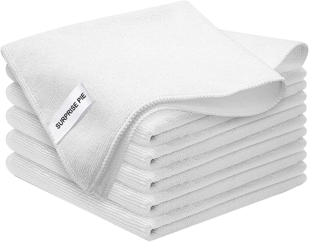 White Microfiber Cleaning Cloth 6Pack Cleaning Rags Absorbant Lint Free Cloth for House, Kitchen