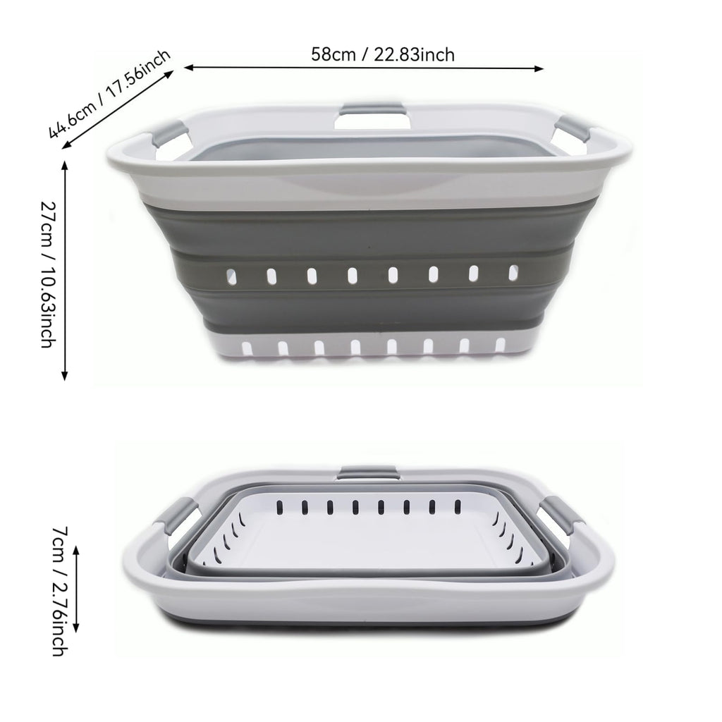 SAMMART 42L (11 gallon) Collapsible Plastic Laundry Basket - Foldable Pop Up Storage