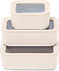 Caraway 3pc Glass Food Storage Set – 10 Cup, 6.6 Cup, & 4.4 Cup Food Containers - Ceramic Coated