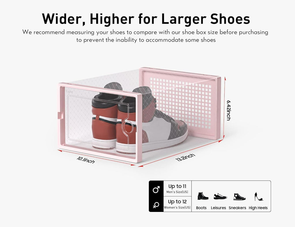 Kuject X-Large Shoe Storage Boxes Organizers Clear Plastic Stackable 12 Pack, Shoe Rack & Holder