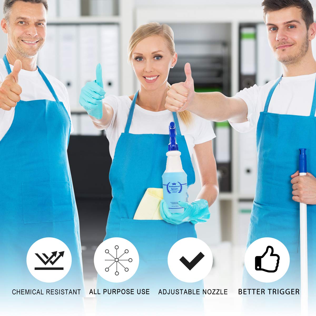 Plastic Spray Bottle 2 Pack, 32 Oz, All-Purpose Heavy Duty Spraying Bottles Leak Proof Mist Empty