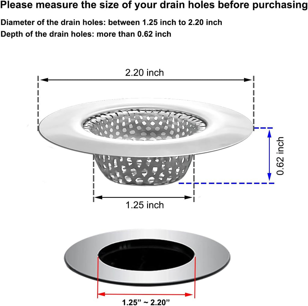 1.25" Small Drain Strainer, Sink Drain Hair Catcher, Bathroom Sink Strainer, 2PCS Drain Mesh