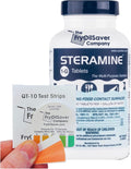 1 Bottle Steramine Sanitizer Tablets w/15x QT-10 Test Strips - Multi Purpose Steramine Sanitizing