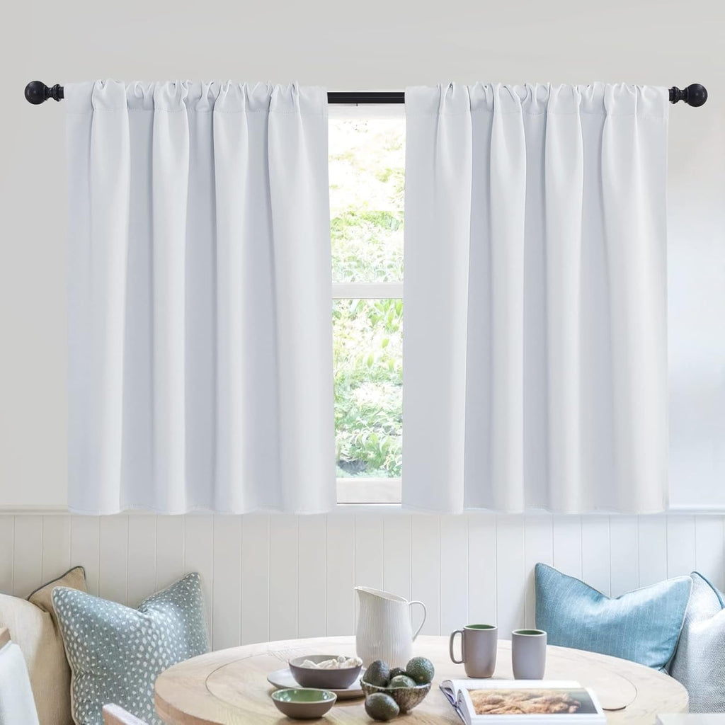 RYB HOME White Curtains 36 inches Long Room Darkening Curtains Thermal Insulated Sunlight Block for