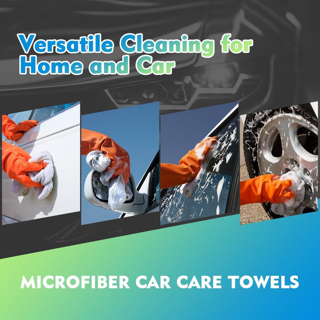 HOMEXCEL White Microfiber Cleaning Cloth 12 Pack, 12.5 x 12.5 inch Microfiber Towels for Cars