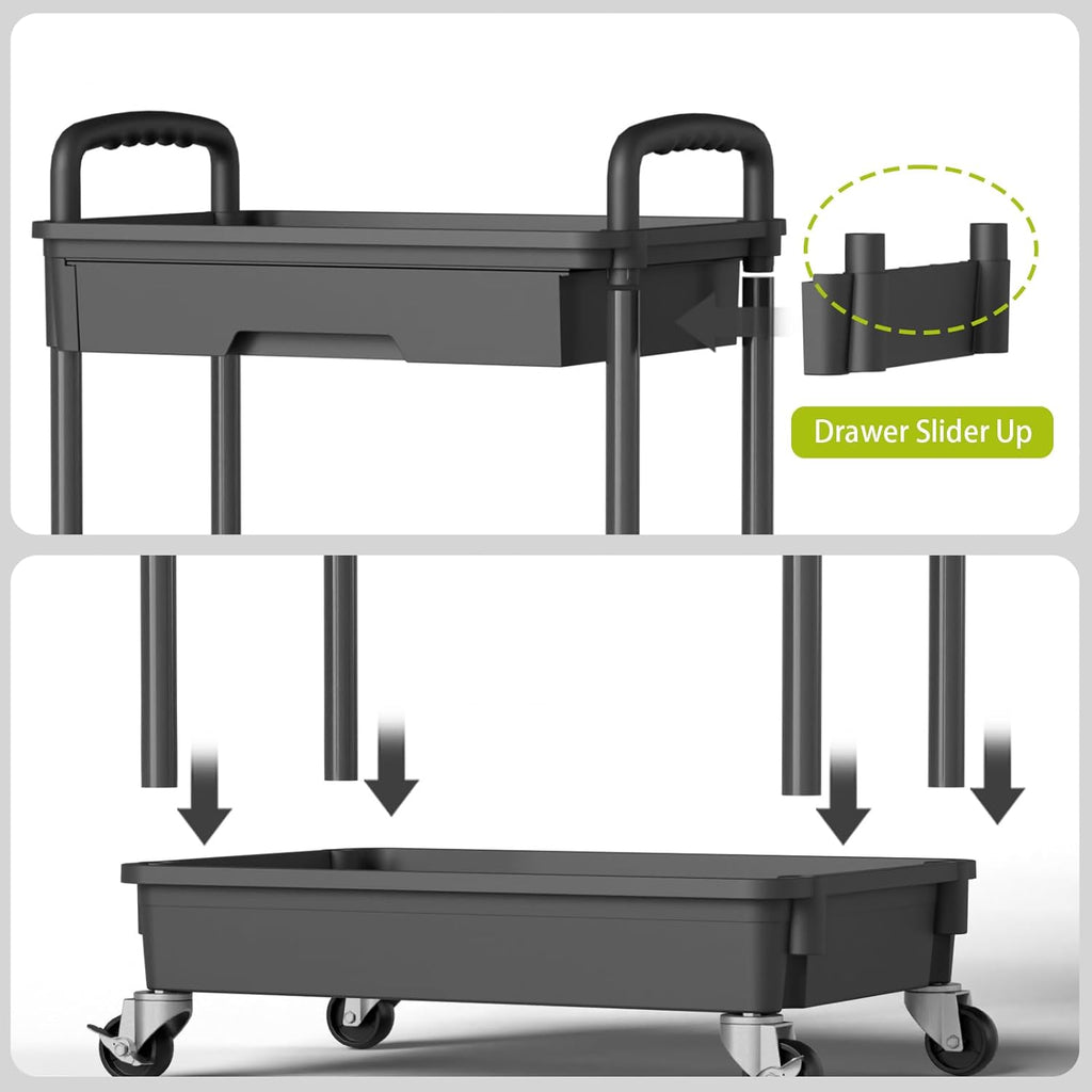 3 Tier Rolling Cart Organizer,Laundry Room Bathroom Organizers and Storage Office Shelves Mobile