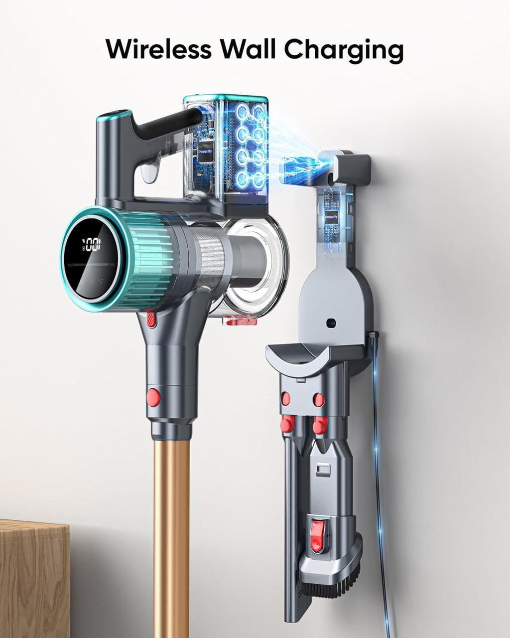 Cordless Vacuum Cleaner, 50Kpa 600W Vacuum Cleaners for Home, 60 Mins Stick Vacuum Cordless
