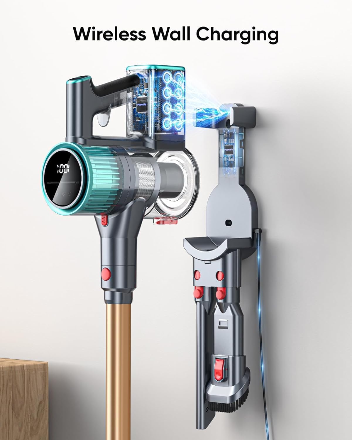 Cordless Vacuum Cleaner, 50Kpa 600W Vacuum Cleaners for Home, 60 Mins Stick Vacuum Cordless