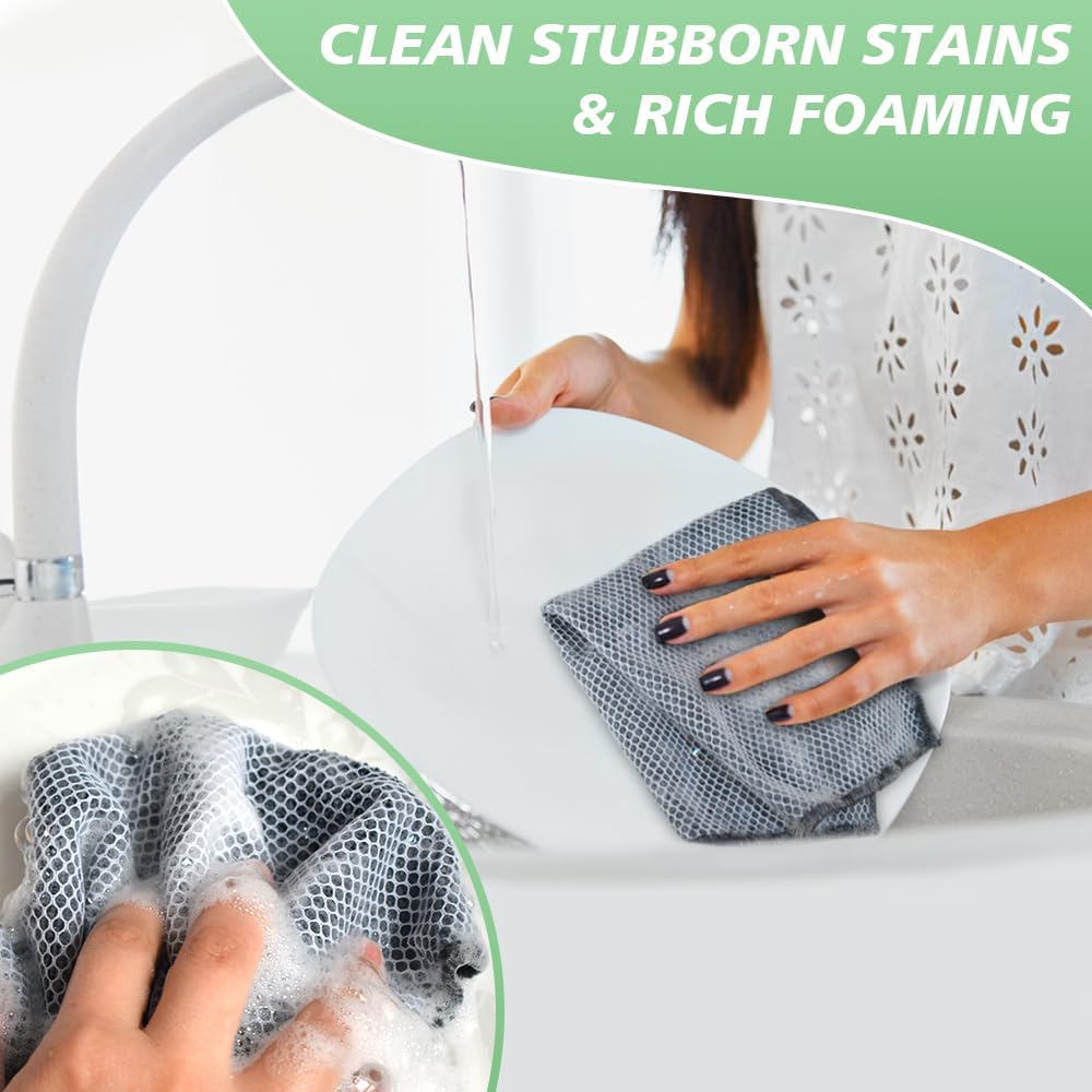 SINLAND Microfiber Dish Cloth Kitchen Washcloth Best Kitchen Cloths Cleaning Cloths Poly Scour Side