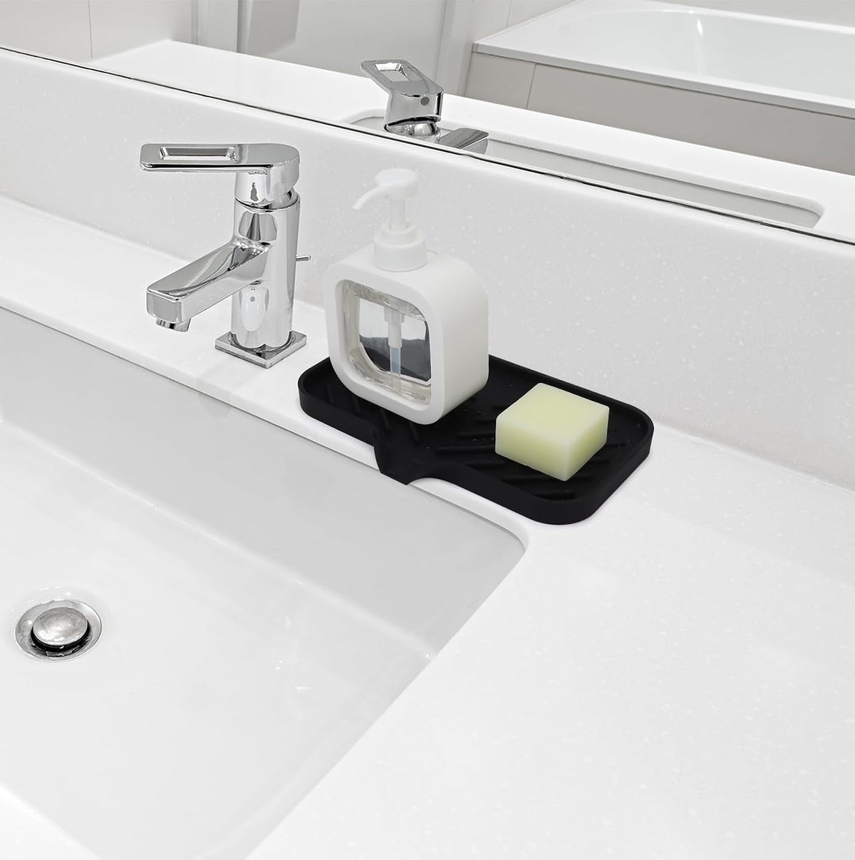 Yasmen Silicone Bathroom Soap Dishes, Sink Sponge Holder for Kitchen, Rubber Soap Dish with Drain