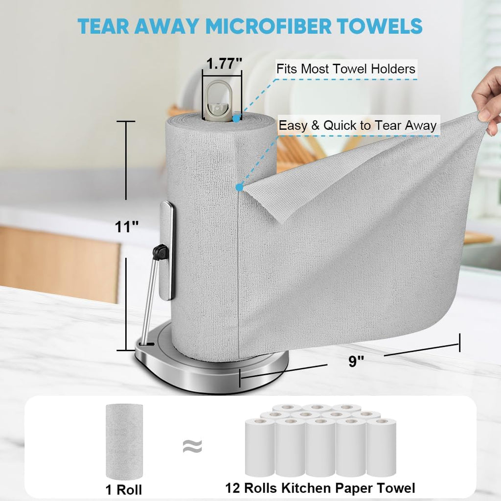AIDEA Microfiber Cleaning Cloth 330 Sheets 6 Roll, Grey Microfiber Towels for Cars, Shop Towels