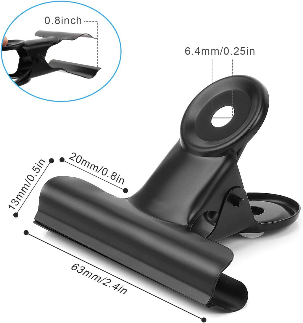 10 Pack Bulldog Clips 2.5 Inches Large Hinge Paper Clips Metal Hinge Clips for Crafts, Food Bags