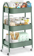 EAGMAK 3 Tier Utility Rolling Cart, Metal Storage Cart with Handle and Lockable Wheels