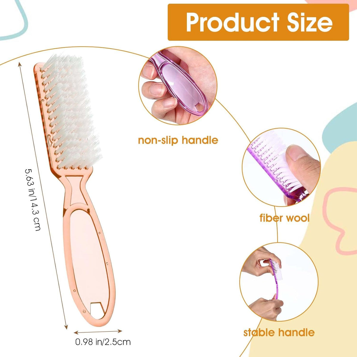 100 Pcs Handle Grip Nail Brush Bulk Nail Scrubber Cleaner Fingernail Brushes for Cleaning Nails