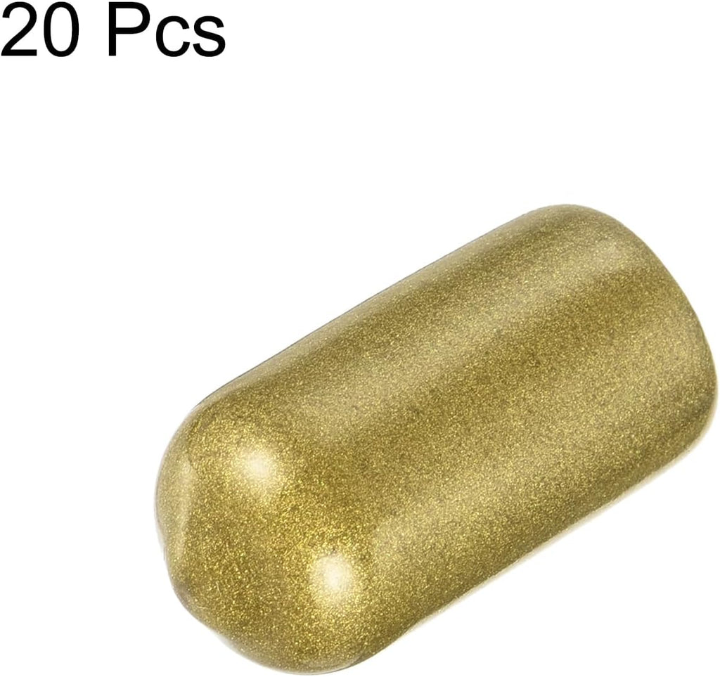 uxcell 20pcs Rubber End Caps 3/8"(9.5mm) ID Vinyl Round Tube Bolt Cap Cover Thread Protectors Gold