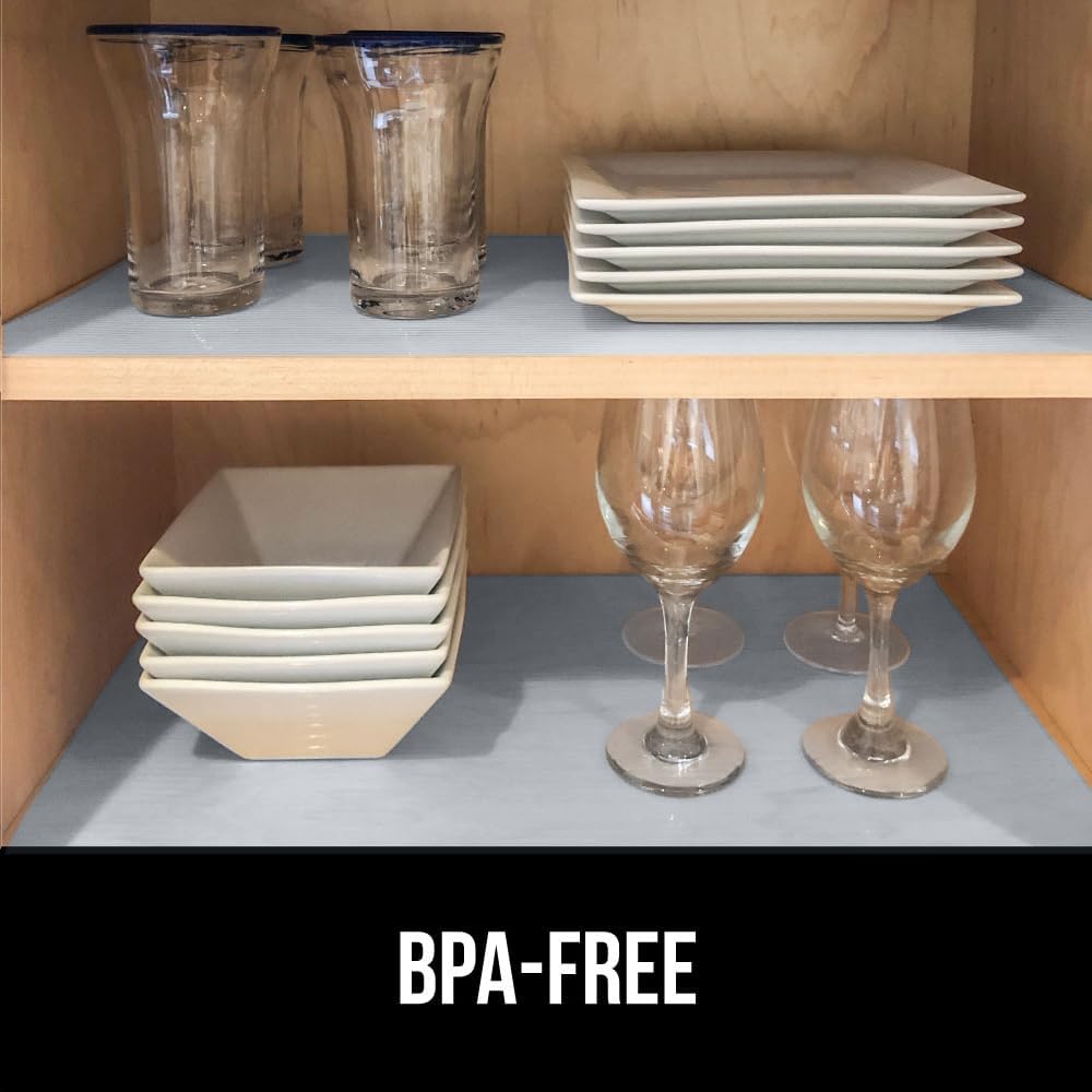 GORILLA GRIP DuraGuard Shelf Liner, Non-Adhesive Cabinet Liners for Kitchen Drawers, Shelves