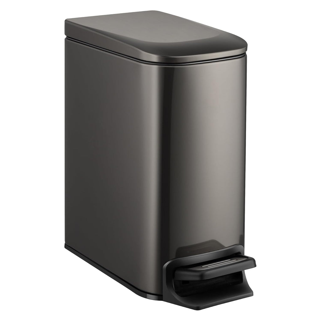 TIPGO Slim Bathroom Trash Can with Lid Soft Close, 6 Liter / 1.6 Gallon Stainless Steel Garbage Can