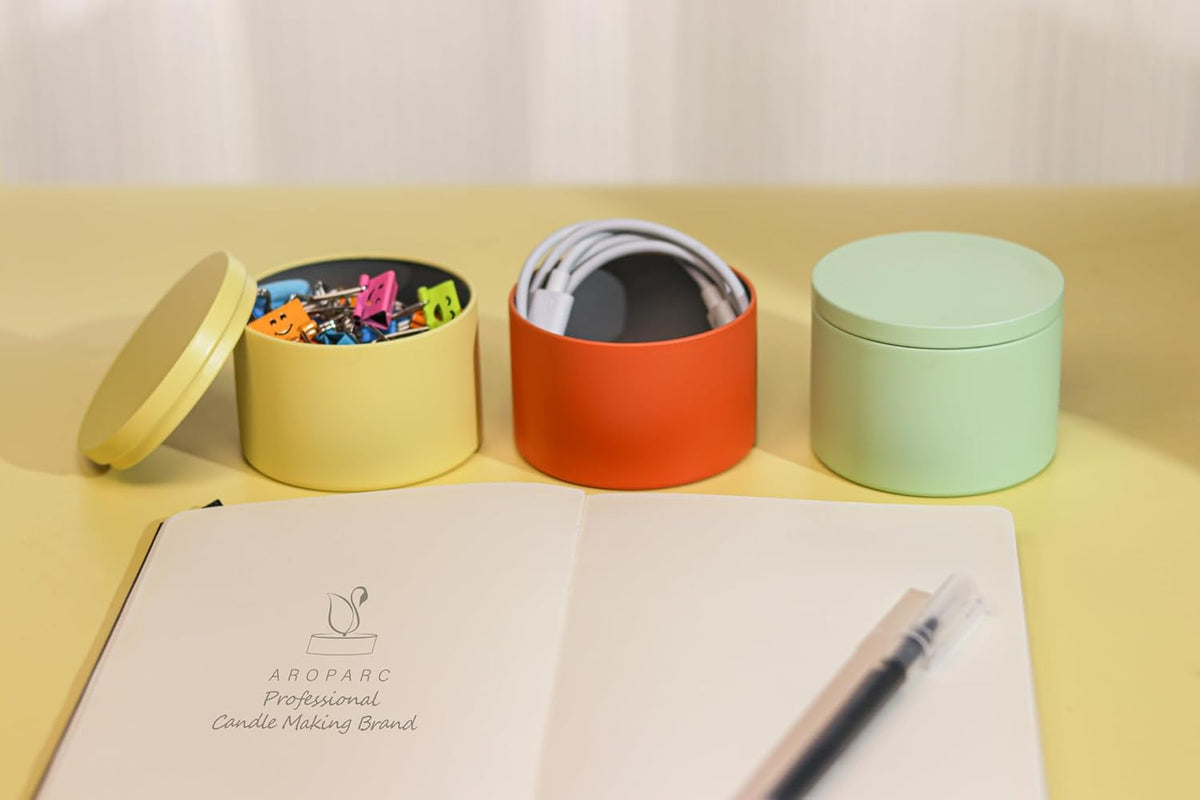 Candle Tins with Lids, 3 Wicks Containers 12 Pack 14oz/420ml Seamless Bulk for Candle Making