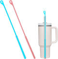 2pcs Silicone Straw Cleaner Brush, 9.44in Extra Long Reusable Straw Brush for Stanley, Metal, Glass