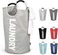 DOKEHOM 125L X-Large Collapsible Washing Laundry Basket Bag (7 Colors) for Bedroom, Fabric (Grey