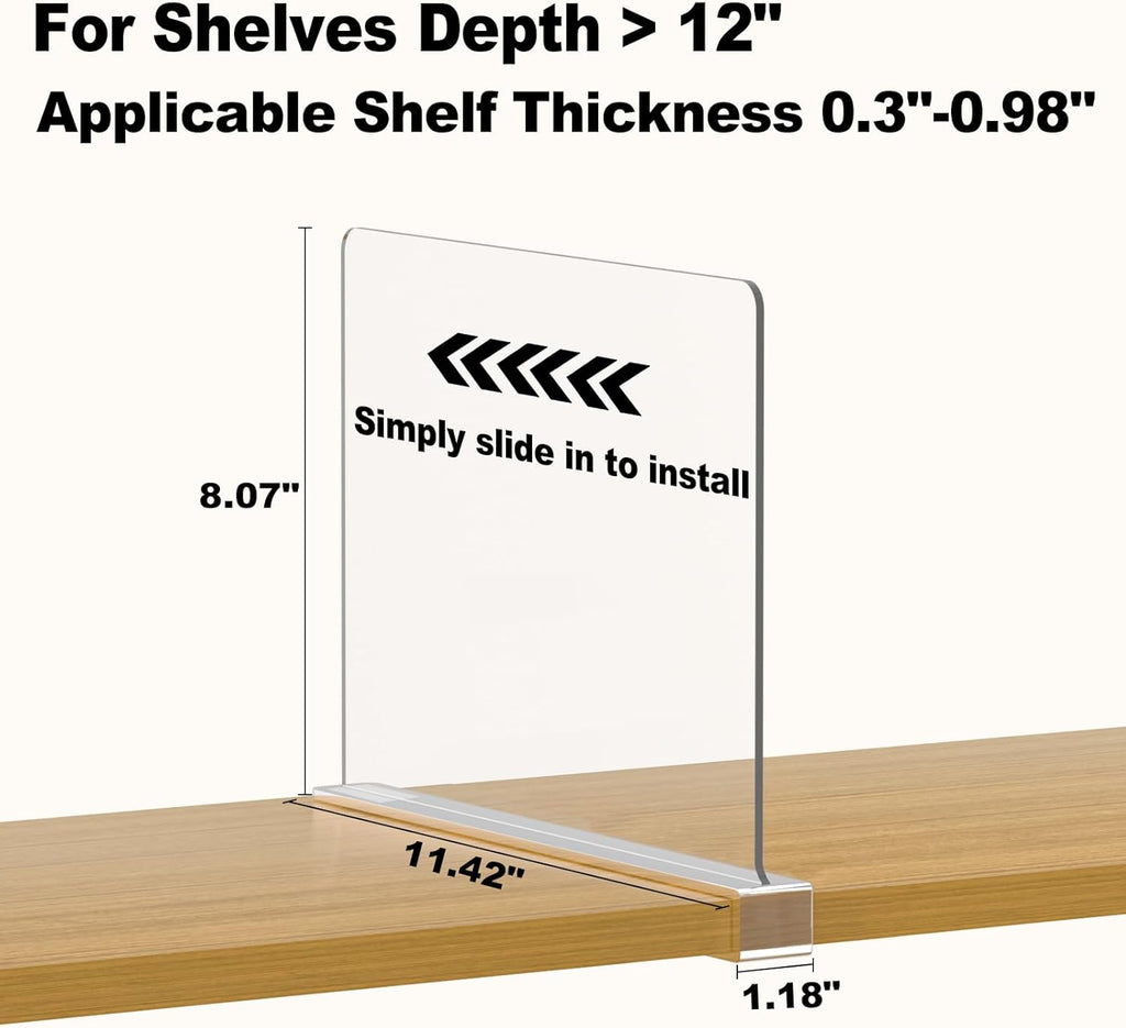 Shelf Dividers Purse Organizer for Closet: 12-Pack Acrylic Bag Storage Organizer for Handbags