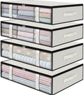 StorageRight Under Bed Storage Bins, 4-Pack 40L Foldable Fabric Storage Bags with Transparent