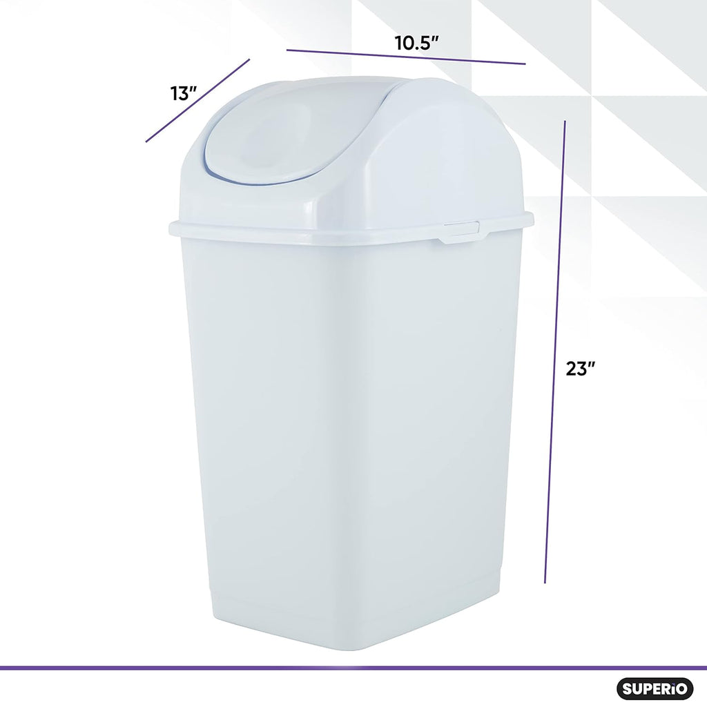 Superio Kitchen Trash Can with Swing Top Lid 9 Gallon Slim Waste Bin 37 Qt Sturdy Plastic Garbage