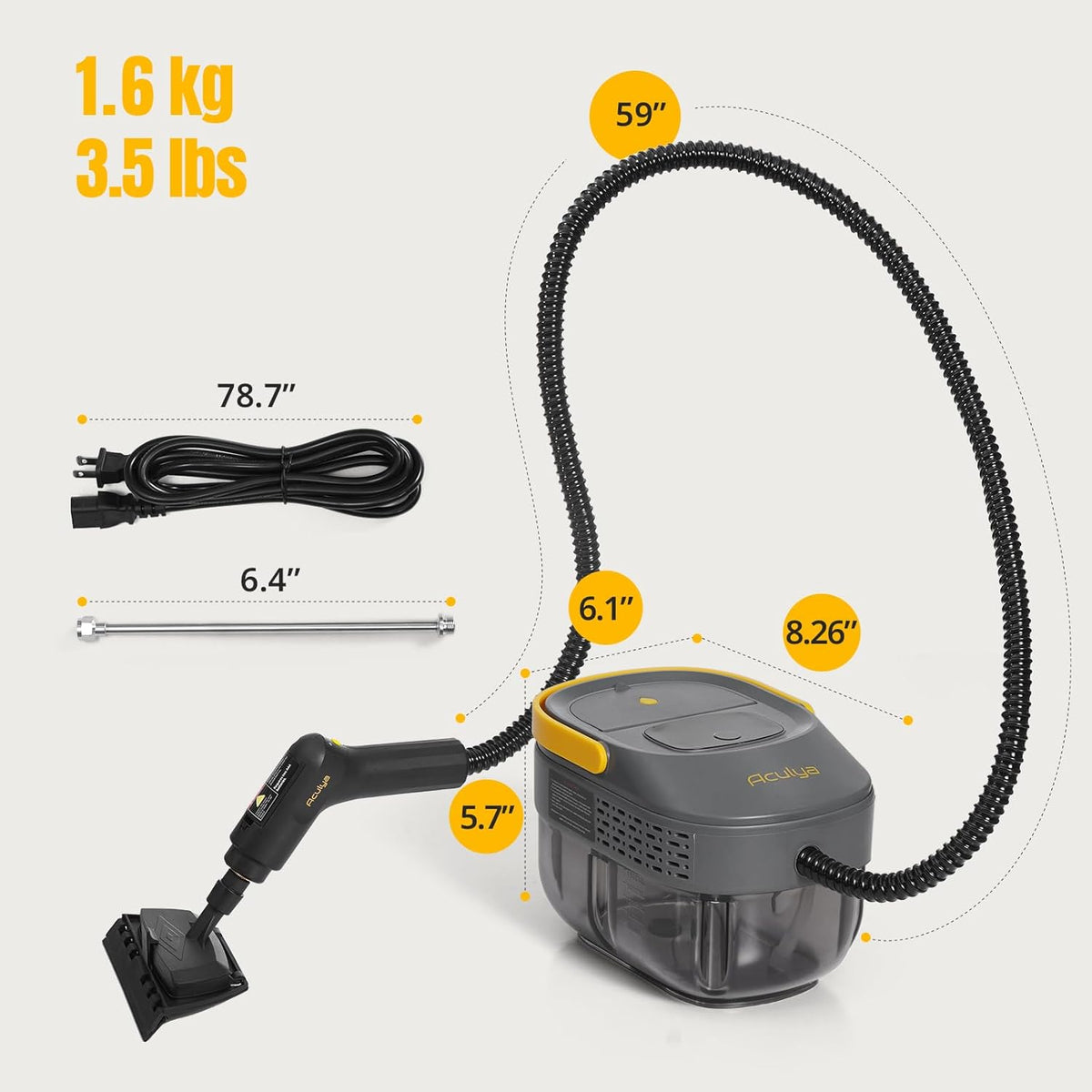 1.69 Quarts Handheld Steam Cleaner for Home Cleaning Portable Steam Cleaner for Car, Carpet