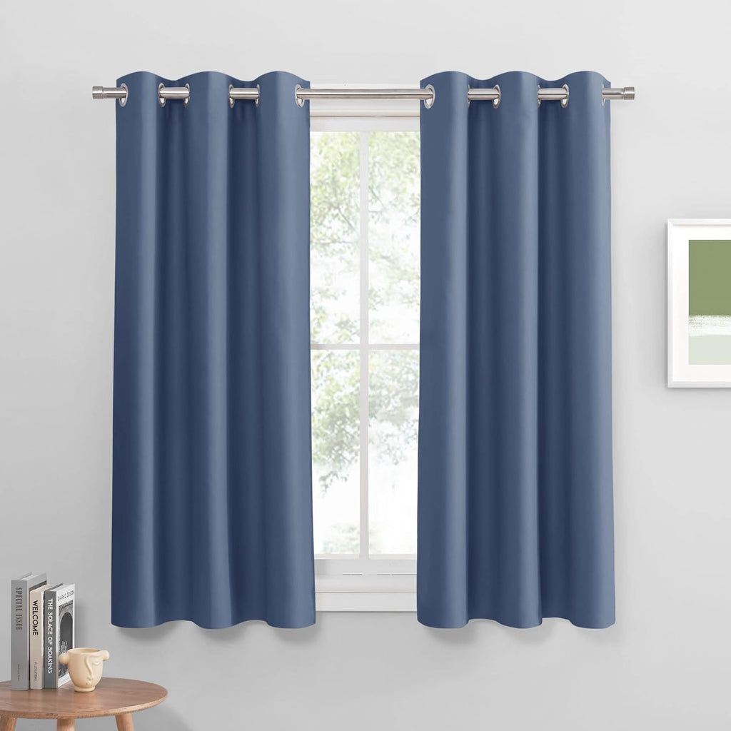 PONY DANCE Black Out Curtains for Bedroom 54 inch Length 2 Panels Set, Thermal Insulated Room